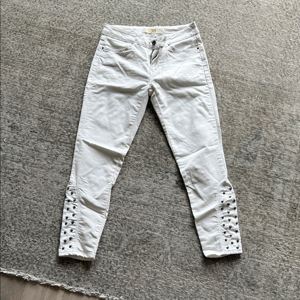 Zara White Skinny Jeans with Studded Accents
